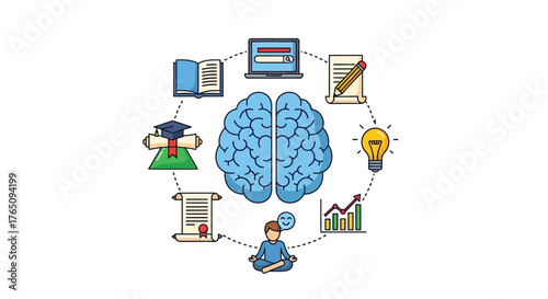 Illustration showcasing continuous learning and personal development concept