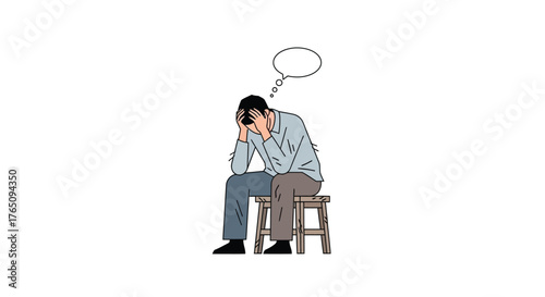 Illustration Depicting Stress with Thought Bubble and Isolated on White