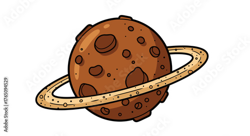Whimsical cartoon planet with rings, perfect for educational or playful cosmic themes.