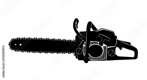 Powerful chainsaw silhouette ready for tough jobs, an essential tool for forestry, construction, and landscaping projects.