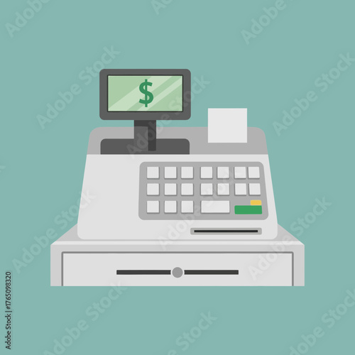 A cash register with a dollar sign on its screen.
