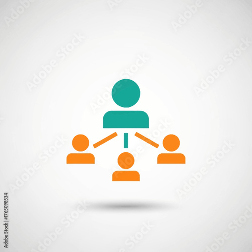 Organizational chart with people icons connected.