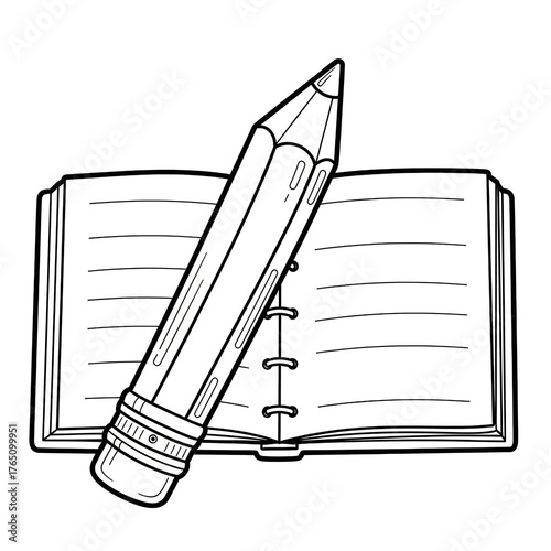Open Notebook with a Pencil on Top
