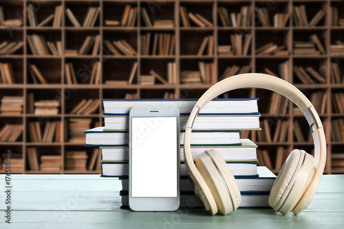 Books on shelves in library