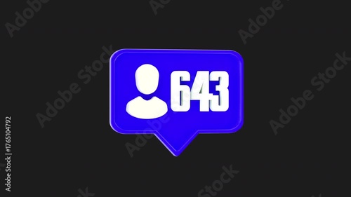 3D Animation of Comment Blue Followers Counter