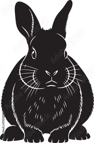 Elegant rabbit silhouette reclining lop-eared bunny design calm animal representation pet mammal easter theme wildlife icon cute and playful symbol