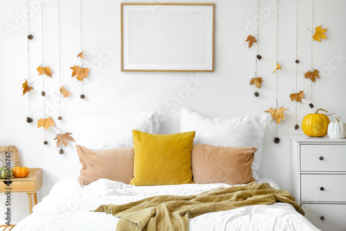 Interior of light bedroom w...