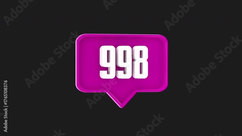 3D Animation of Comment Pink Counter
