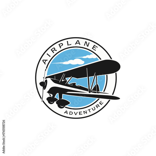 Airplane Aviation Aircraft Badge Logo Template
