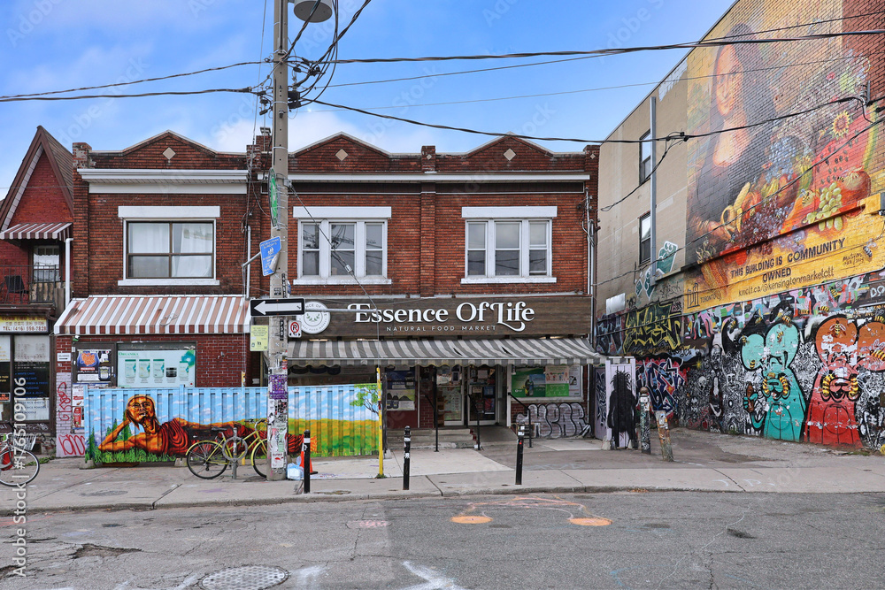 Fototapeta premium Old fashioned business district, Kensington Market area of Toronto