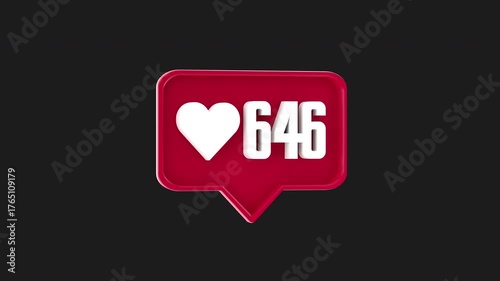 D Animation of Comment Red Like Counter