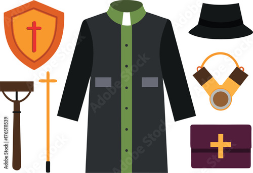 Inspiring Christian themed vector art showcasing faith and service, ideal for church resources and religious publications with a modern touch