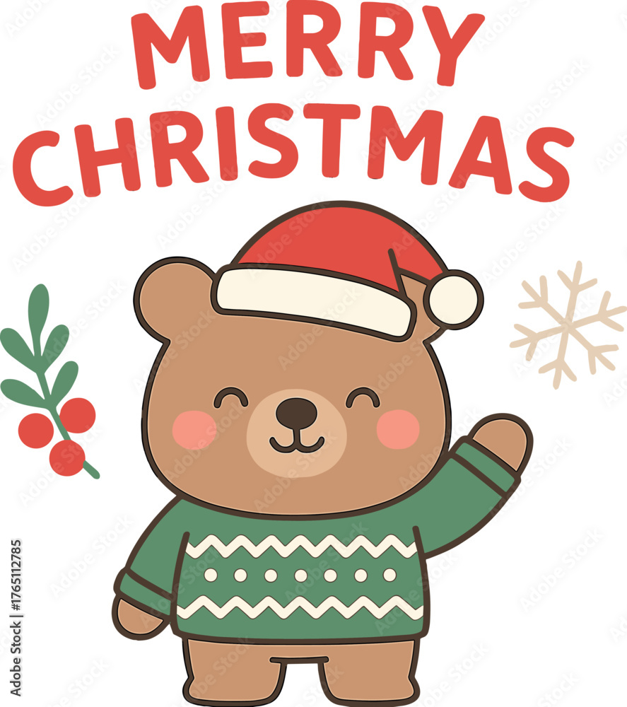 Fototapeta premium A Christmas and New Year greeting card featuring a cartoon animal vector