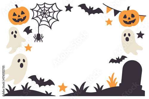 Halloween banner with background frame: vector illustration of a Halloween frame background