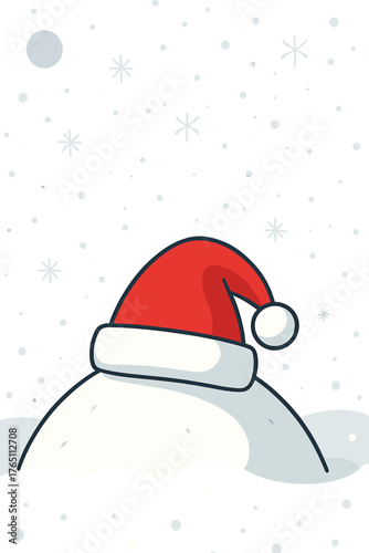 A Santa hat sits atop a snowy mound in winter, evoking a Christmas and New Year ambiance, presented as a seamless 4K looping timelapse animation background