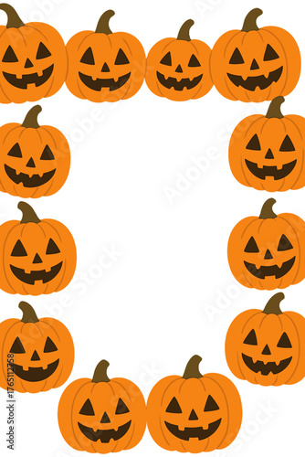 ハロウィンのカボチャのベクターイラストフレーム背景(ハロウィーン,art,illustration,card)