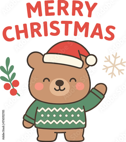 A Christmas and New Year greeting card featuring a cartoon animal vector
