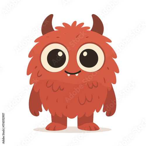 Adorable small monster featuring large eyes and a fluffy body, posed against a pristine white backdrop