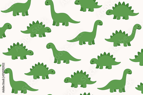 A straightforward dinosaur motif featuring a white backdrop and adorable green dinosaurs