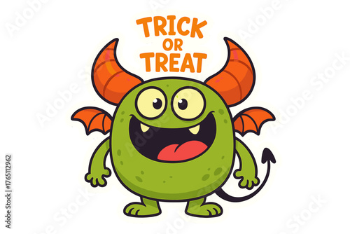 Cute sticker of a funny Halloween monster cartoon character