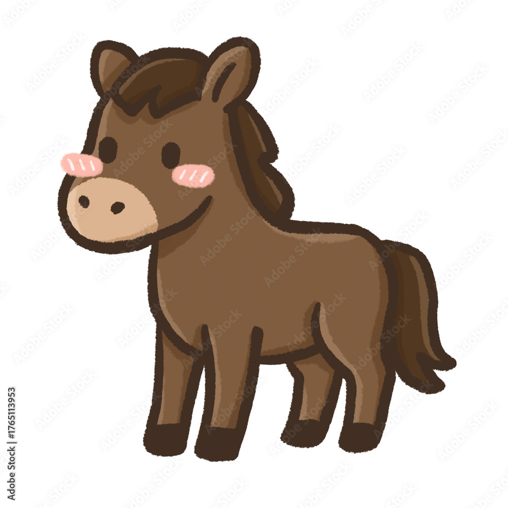 Fototapeta premium Cartoon Illustration of a Brown Horse