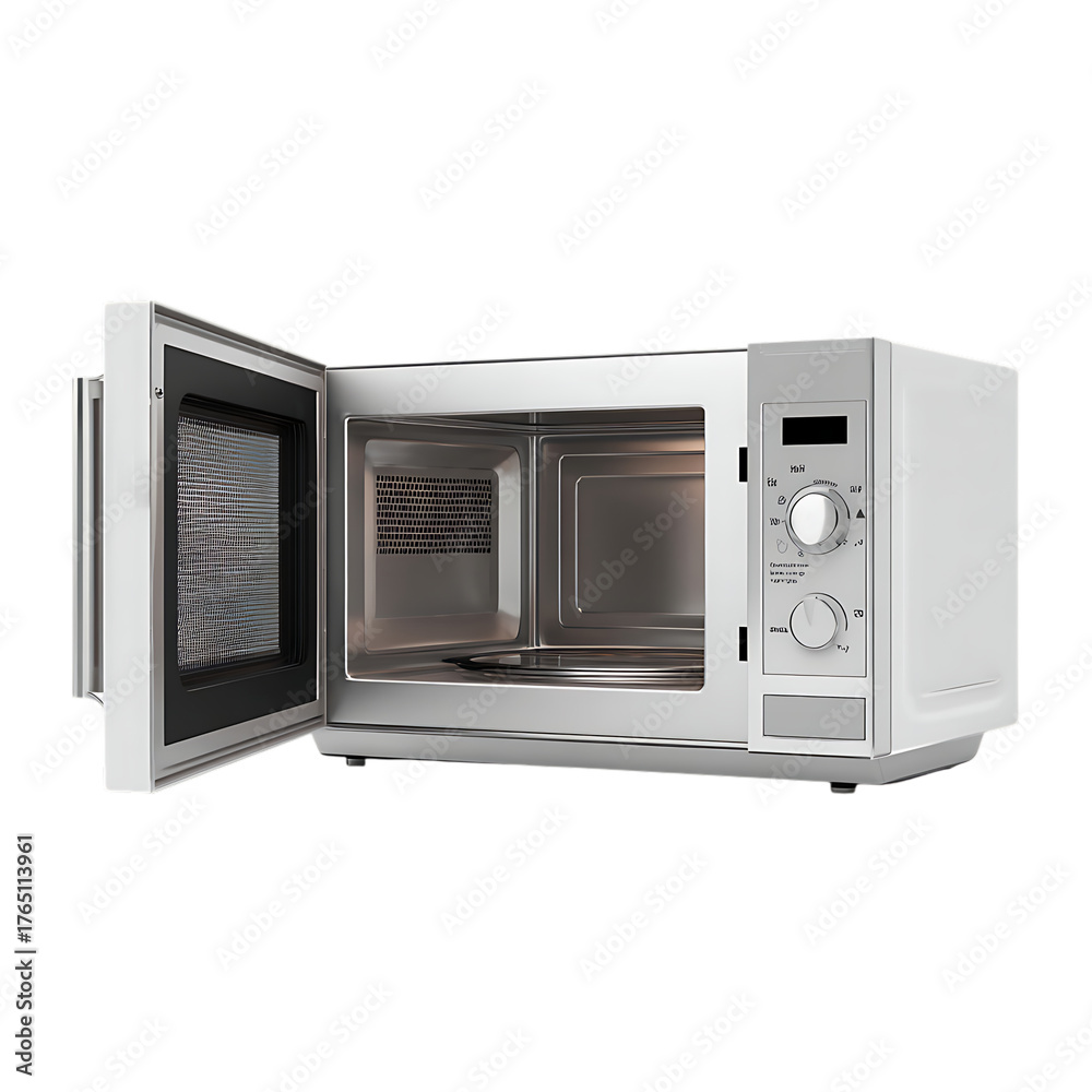 Fototapeta premium Microwave oven with half open cover