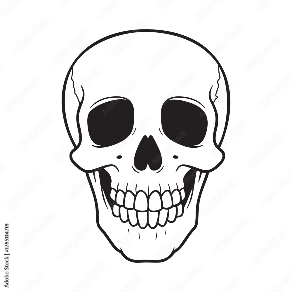 Fototapeta premium Minimalist Black Skull Outline on Dark Background