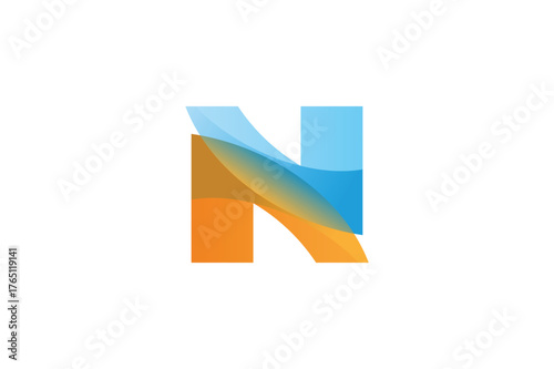 Letter N minimalist gradient creative logo design vector