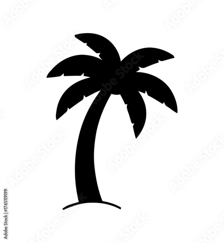 Silhouette Depiction of a Palm Tree Against a White Background