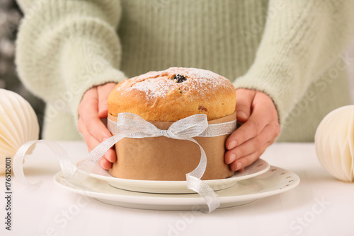 Homemade panettone cake wit...
