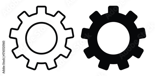 Black and White Gear Icons for Design and Development Projects