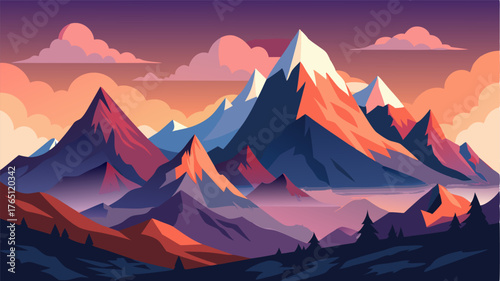 A landscape of immense mountains their peaks disappearing into the clouds showcasing the raw power and beauty of nature.