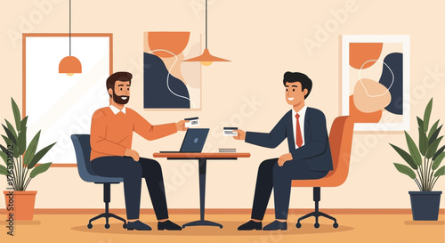 Two Men Involved In a Financial Transaction or a Payment Agreement In an Office