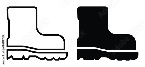 Black and White Stylized Boots Icon for Fashion or Outdoor Use
