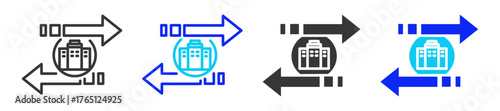Company Route Icon Set Collection in Creative Outline Style for Business Featuring Multi style Color Outline and Rounded Filled Icons Perfect for Corporate Direction and Navigation Design