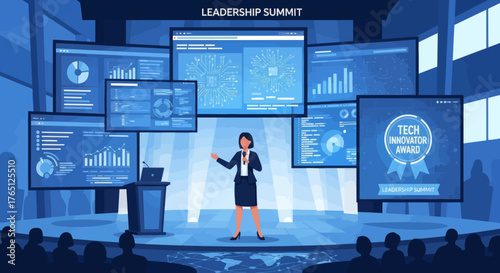 Leadership Summit Presentation with Data Visualization and Audience.