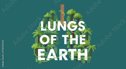 Lungs of the Earth concept with lush green trees forming human lungs.