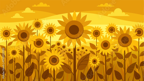 A golden sea of sunflowers with each one seeming to radiate warmth and joy.