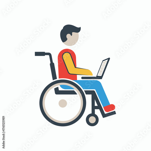Person in Wheelchair Working on Laptop Disability and Technology.