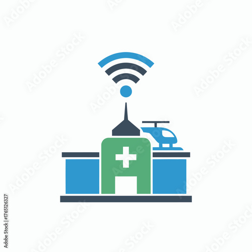 Smart Hospital with Wireless Connectivity and Helicopter Landing Pad.
