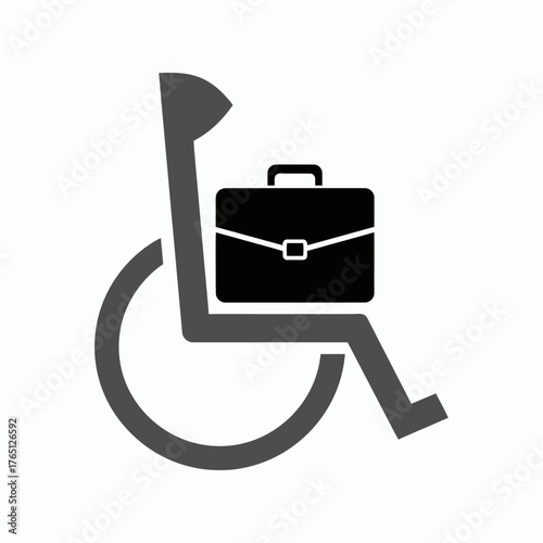 Wheelchair user with briefcase icon representing disabled employment.