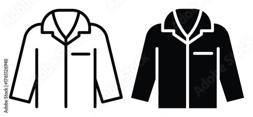 Elegant Outline of Pajama Shirts in Black and White Design Style