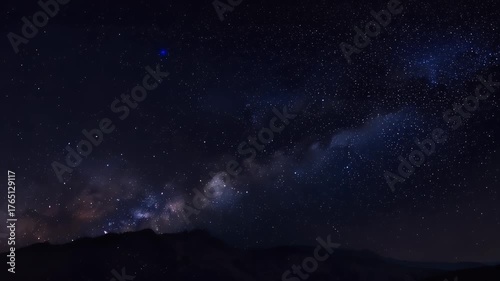 Vast Starry Night Sky Over Silhouetted Mountain Range with the Milky Way Galaxy Visible