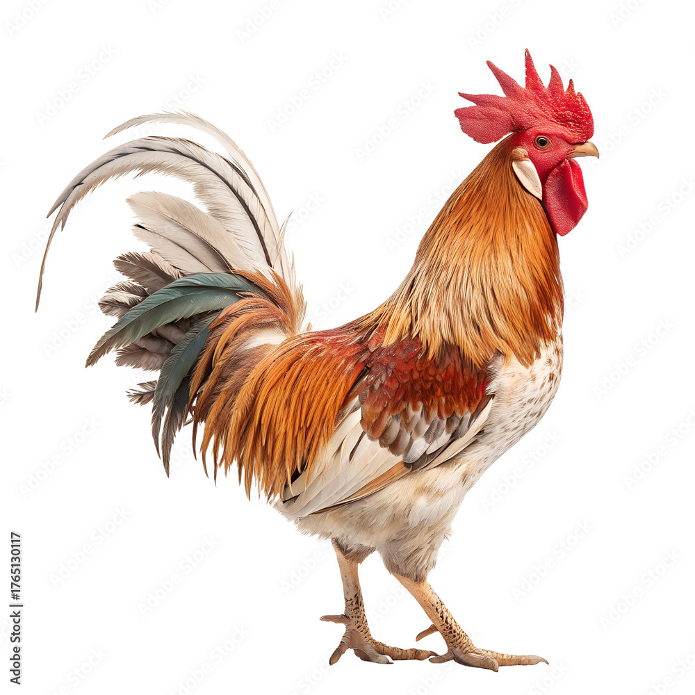 Fototapeta premium Healthy rooster on white background 