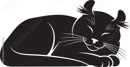 Elegant sleeping cat silhouette artwork feline friend design artistic pet graphic creature illustration animal lover decor home and craft projects