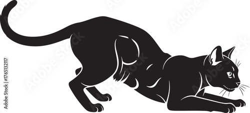 Graceful cat silhouette in a stalking pose a feline form ready to pounce showing focus and agility for design and creative projects