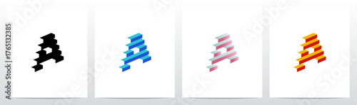 Block Stairs Rectangle 3D shape Letter Initial Logo Design A