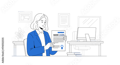 Woman approving bank loan for finance service, investment and business credit concept