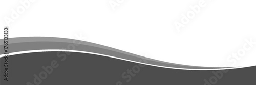Minimalist black and gray wave vector design with smooth flowing curves at the bottom, transitioning into a clean white background. vector Eps 10