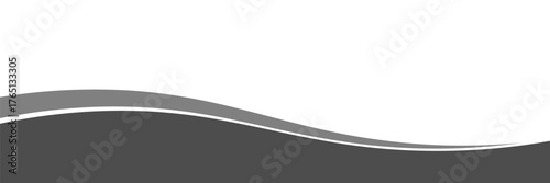 Minimalist black and gray wave vector design with smooth flowing curves at the bottom, transitioning into a clean white background. vector illustration